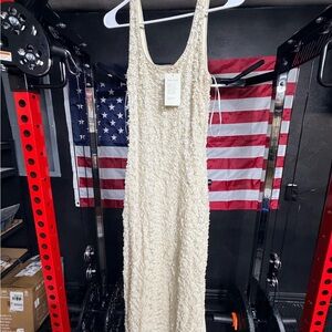 Sleeveless Cream Sequin Maxi Dress